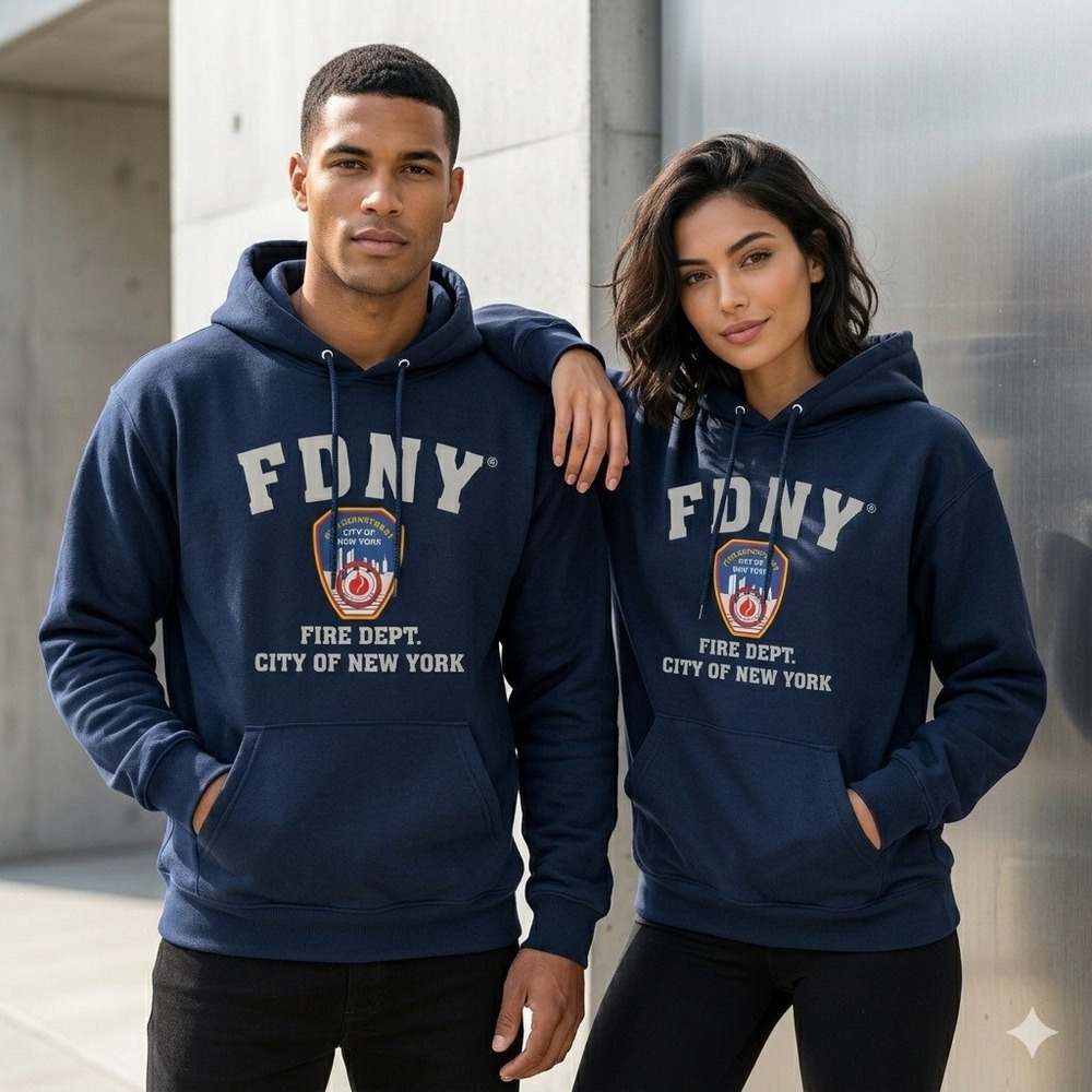 NWT FDNY Hoodie Sweatshirt Navy Blue Fire Dept City of New York Licensed Large